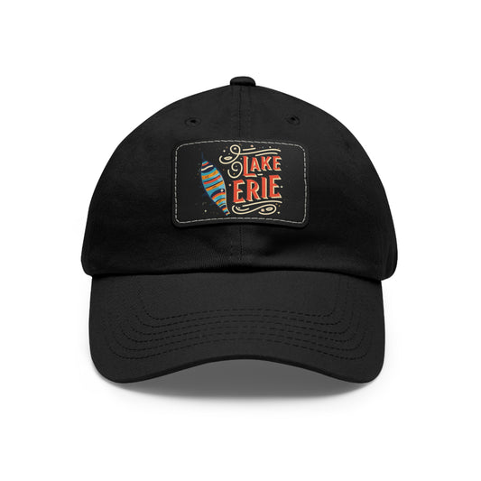 "Leather Patch Lake Erie Hat - Adjustable Unisex Outdoor Wear"