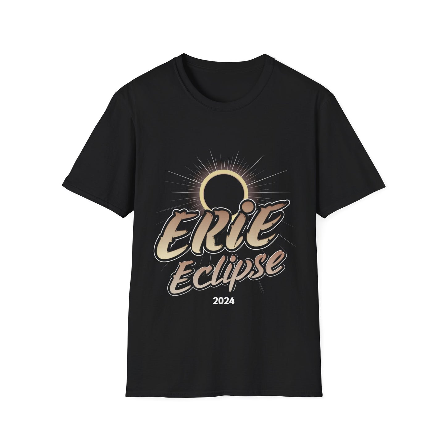 Erie Eclipse Radiant Horizon 2024, Unisex Softstyle Tee, Celestial Event Shirt