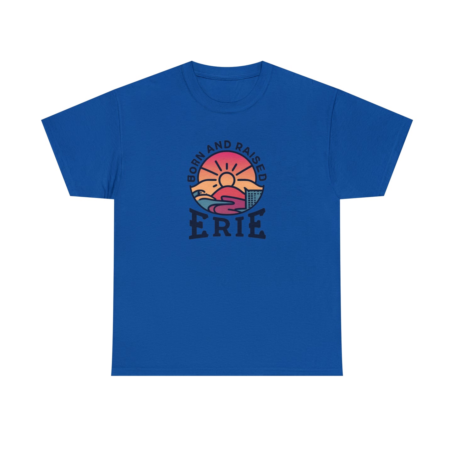 Unisex Heavy Cotton Tee, Custom Erie Print, Born and Raised Erie Design, Comfortable Cotton Shirt, Stylish Erie Apparel, Erie Local Pride T-Shirt