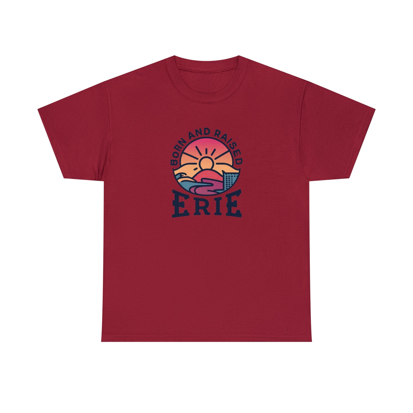 Unisex Heavy Cotton Tee, Custom Erie Print, Born and Raised Erie Design, Comfortable Cotton Shirt, Stylish Erie Apparel, Erie Local Pride T-Shirt