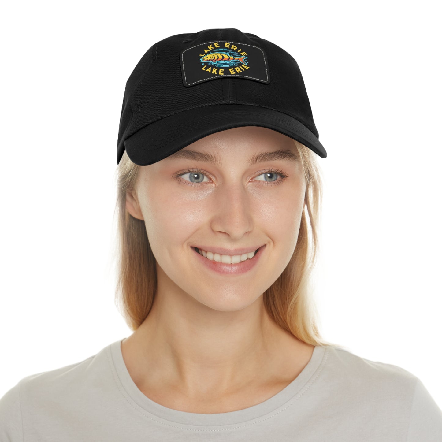 "Premium Lake Erie Design Hat with Leather Patch"