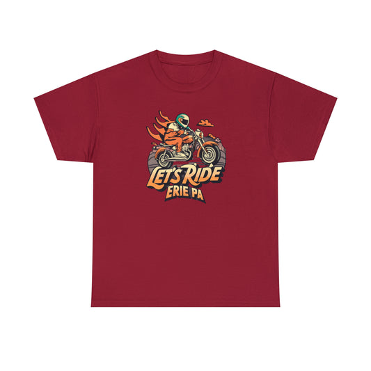 "Erie Custom Unisex Cotton Tee - Let's Ride Design"