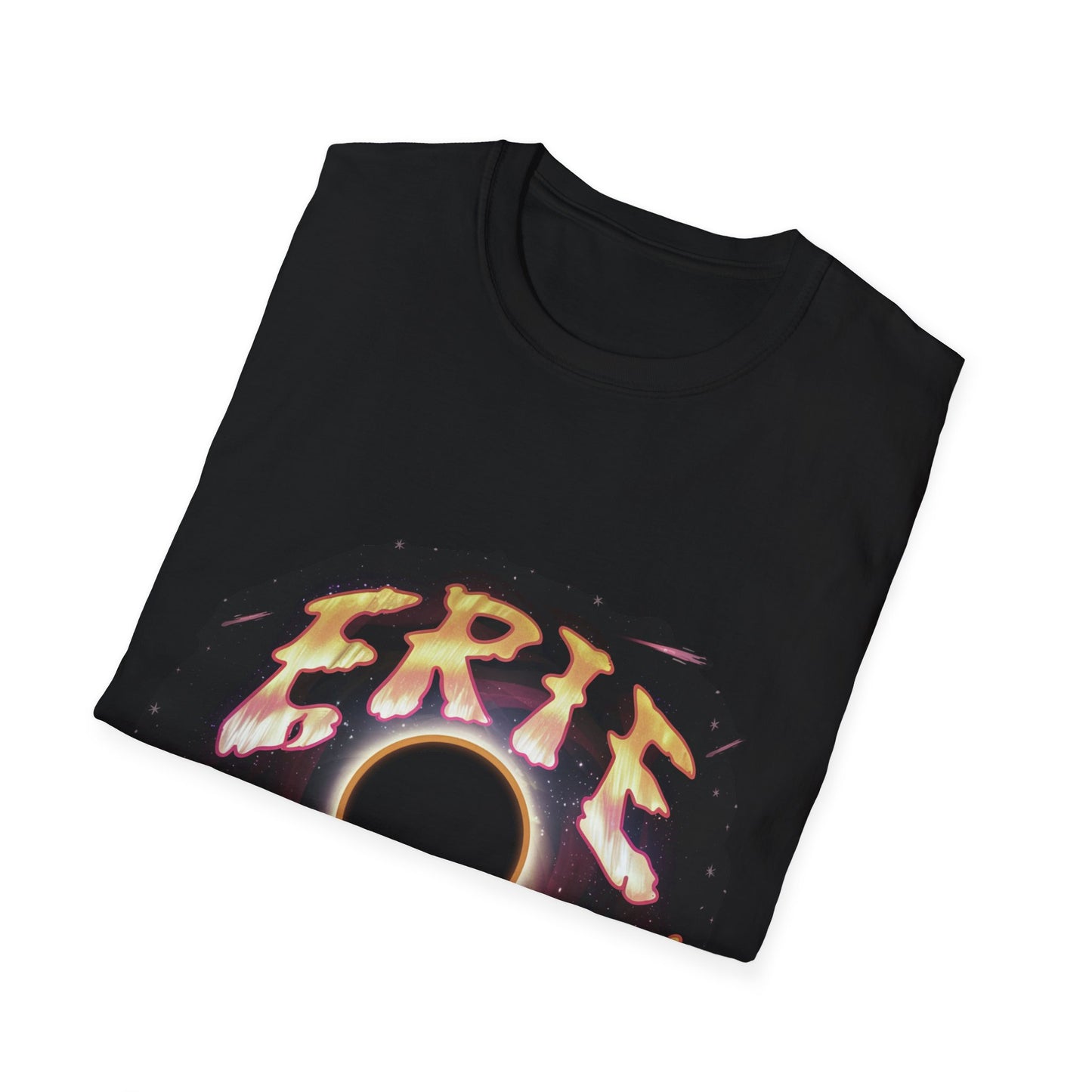 Cosmic Aurora Erie Eclipse Emblem T-Shirt, Unisex Softstyle, Fashionable Graphic Tee, Trendy Design