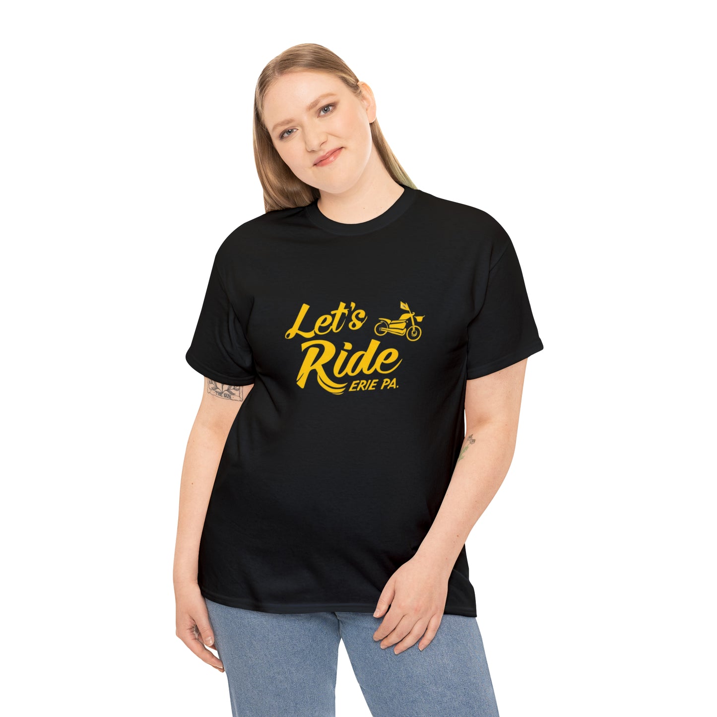 Unisex Heavy Cotton Tee, Let's Ride Erie Custom Design, Personalized Erie Shirt, Comfortable T-Shirt,