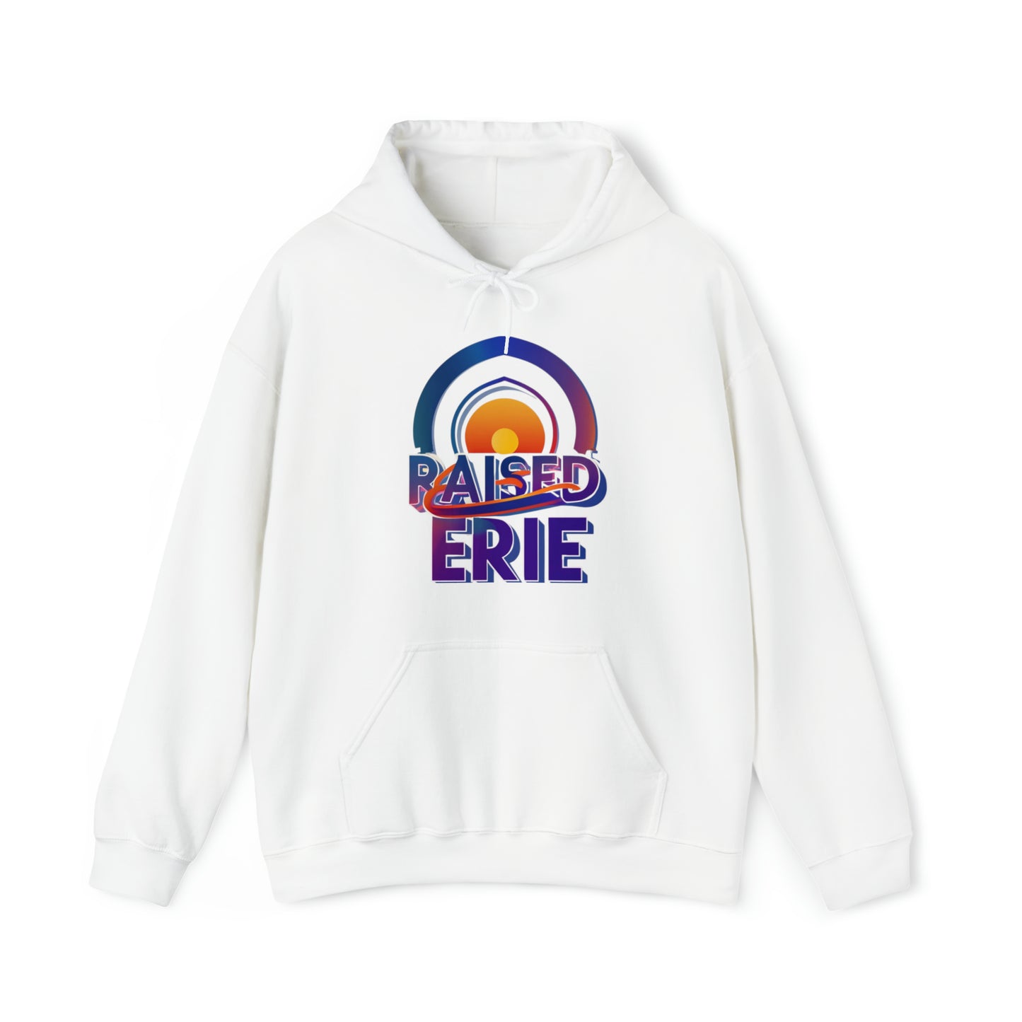 Unisex Heavy Blend Hoodie, Custom Erie Design, Raised Erie Imprint Sweatshirt, Personalized Hooded Pullover