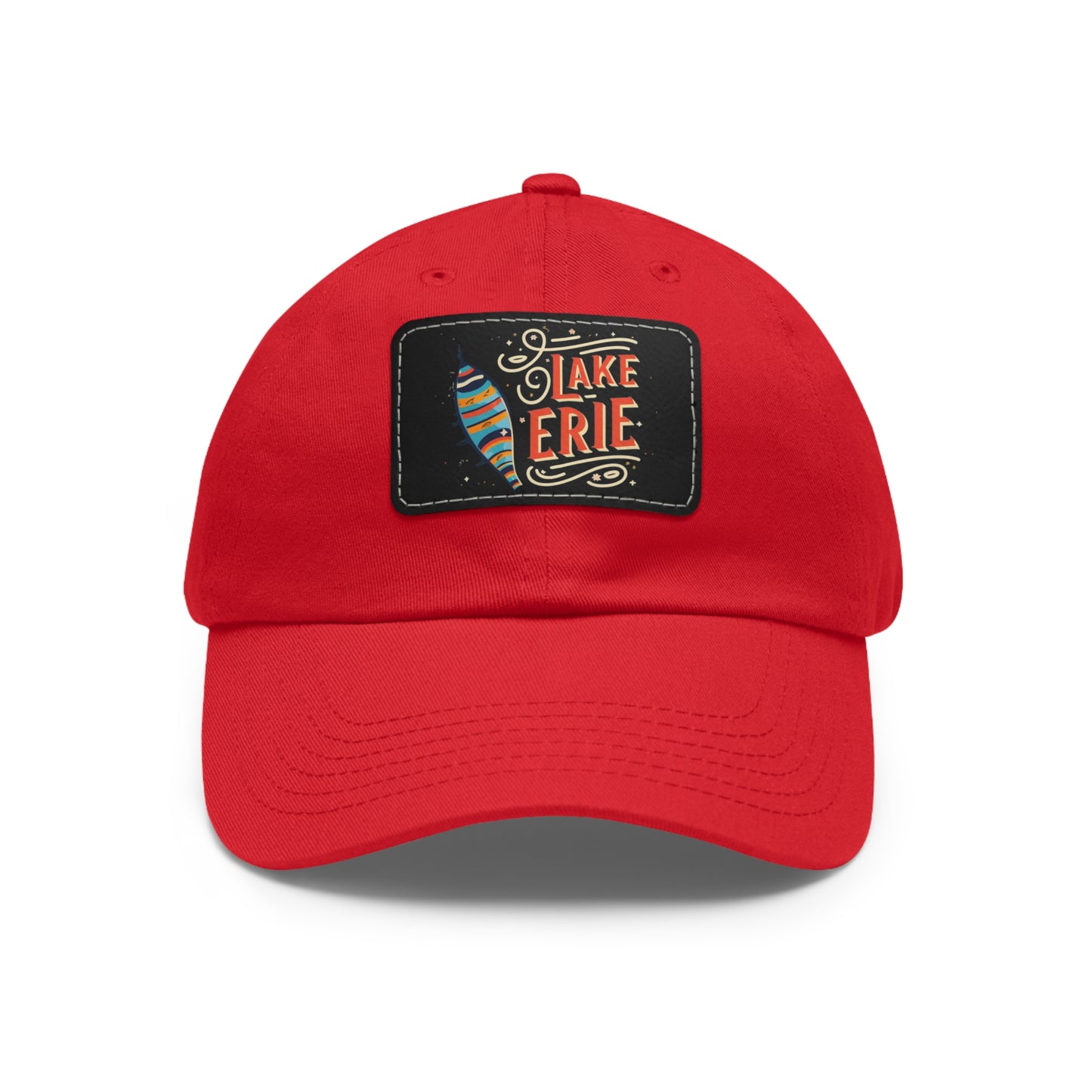 "Leather Patch Lake Erie Hat - Adjustable Unisex Outdoor Wear"